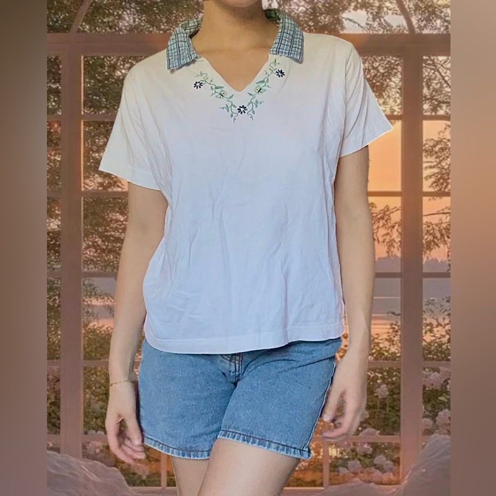Shenanigans White Floral Embroidered Shirt
